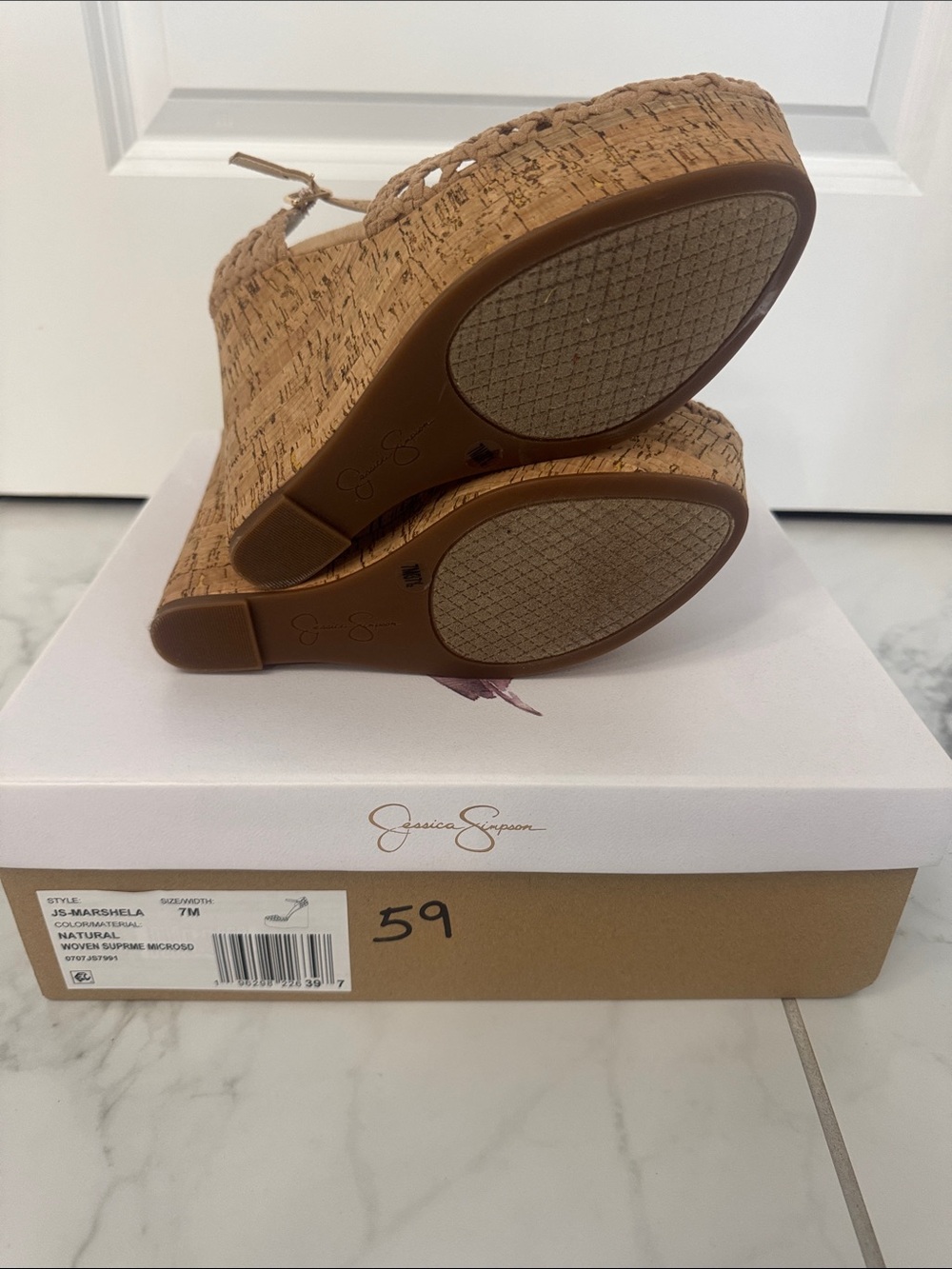 NIB Jessica Simpson Marshela Platform Wedge Sandals - Natural 7M - Picture 5 of 5